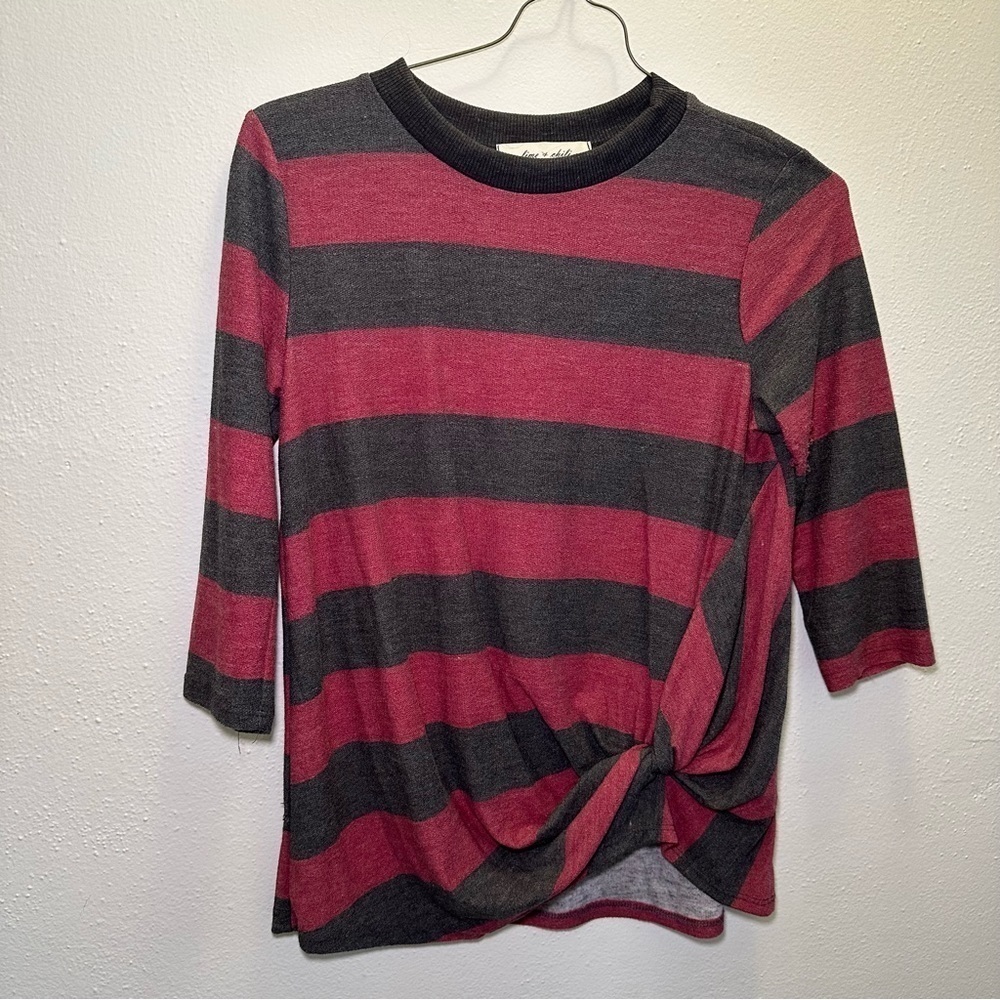 Filly Flair Maroon & Black Striped Blouse Size Small
